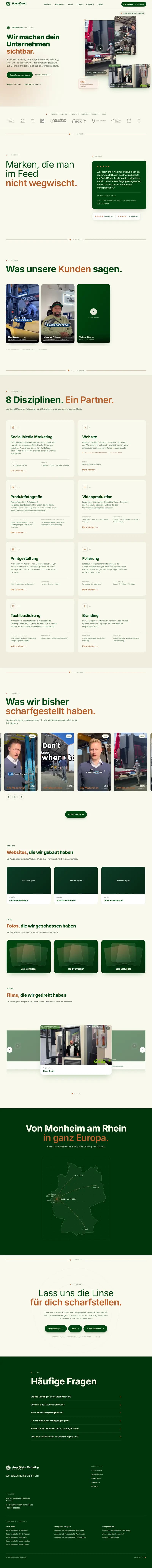 GreenVision Marketing: die ganze Startseite von oben bis unten