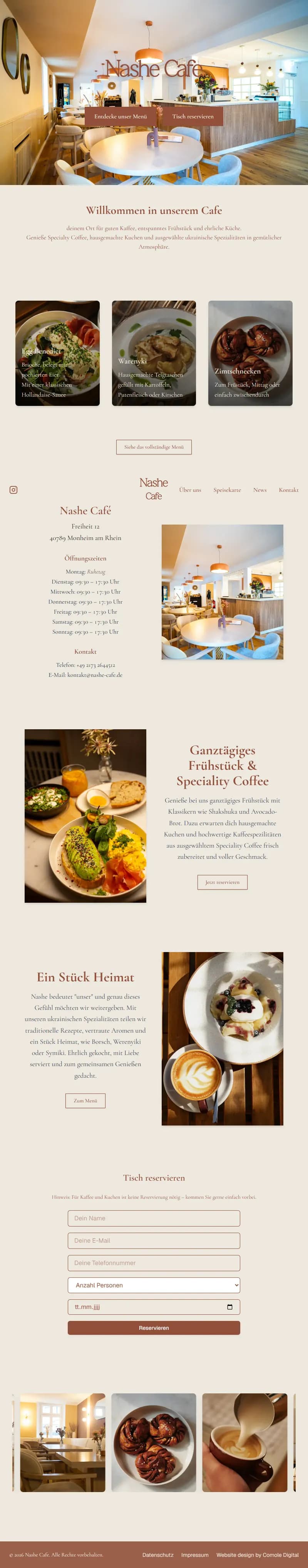 Nashe Café: die ganze Startseite von oben bis unten